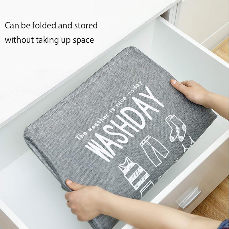 VALAMJI VALAMJI Washday Bag Foldable and Collapsible Laundry Bag Washing Bin Dirty Clothes Basket Large Hamper Basket with Carry Handle and Drawstring closure 75L Grey 1PCS  - Image 5