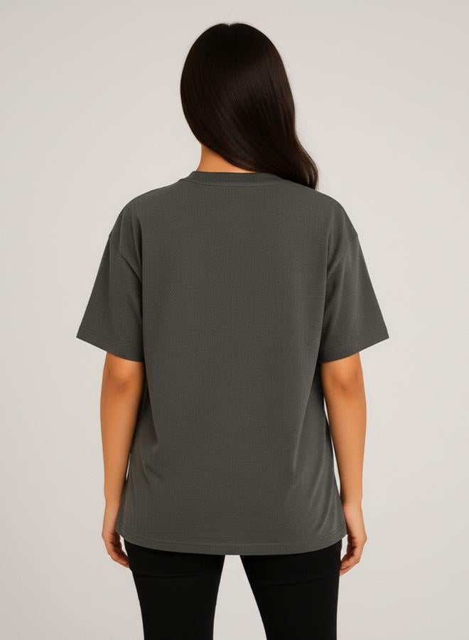 PAUSE Women Grey Graphic Print T-Shirt - Image 4