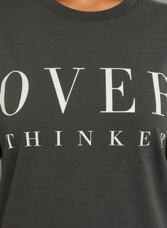 PAUSE Women Grey Graphic Print T-Shirt - Image 5