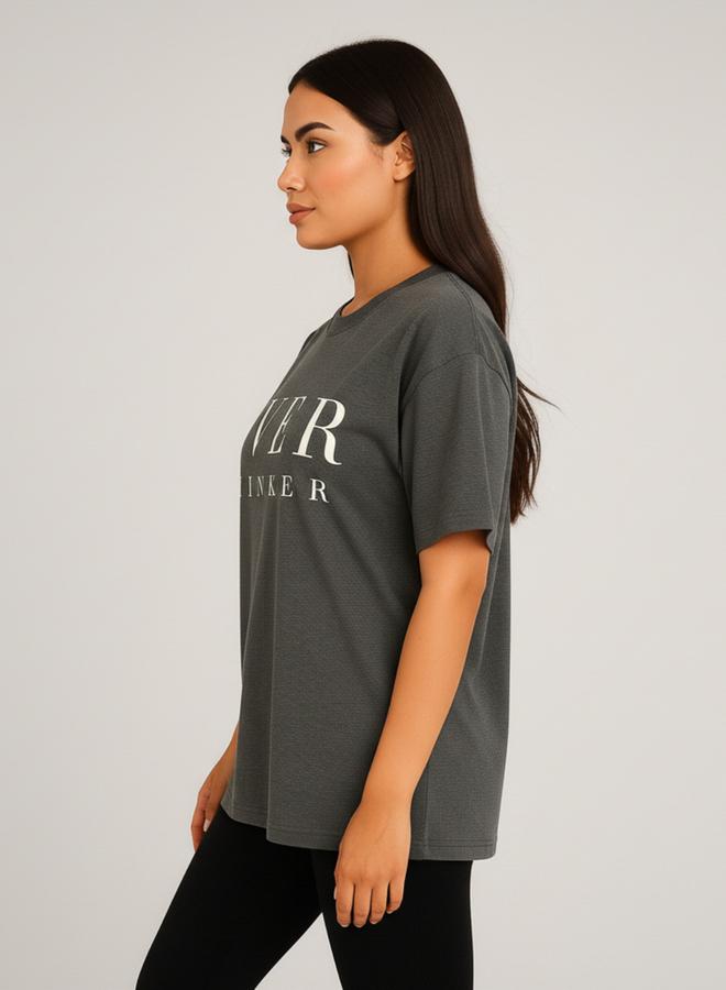 PAUSE Women Grey Graphic Print T-Shirt - Image 3