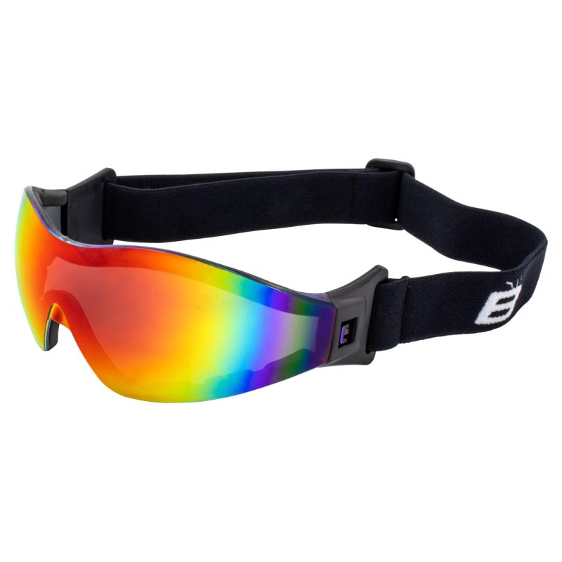 Birdz Eyewear Boogie Foam Padded Motorcycle Ski Skydiving Z871 Safety Goggles Black Frames with ReflecTech Red AntiFog Lenses