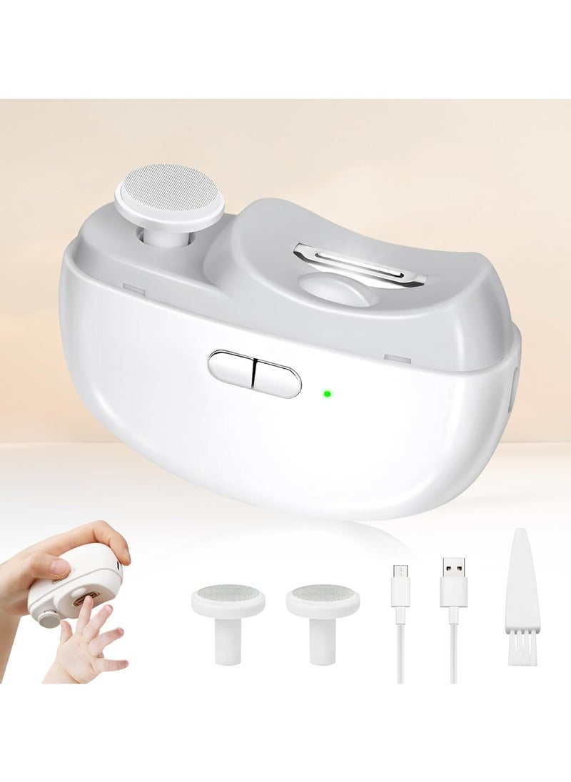 Youque - 2 in 1 Rechargeable Electric Portable Fingernail Cutter/Nail Clipper for Baby, Kids, Adults, Seniors White - Image 1