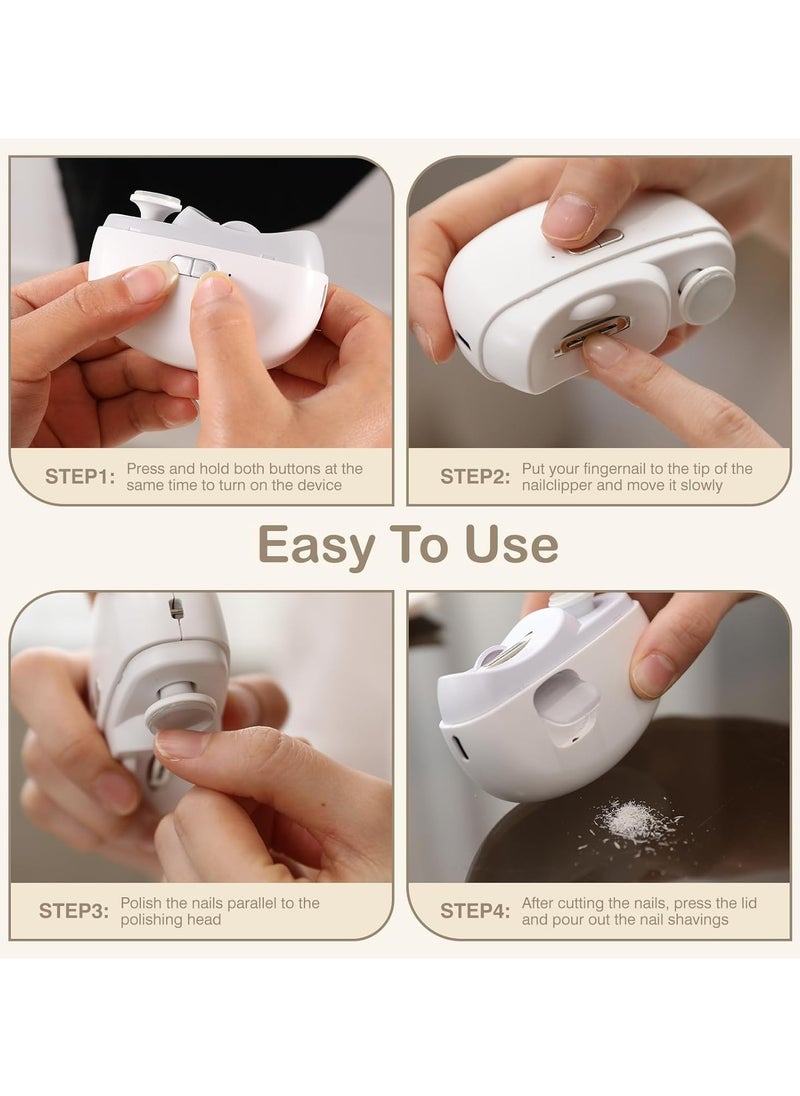 Youque - 2 in 1 Rechargeable Electric Portable Fingernail Cutter/Nail Clipper for Baby, Kids, Adults, Seniors White - Image 1