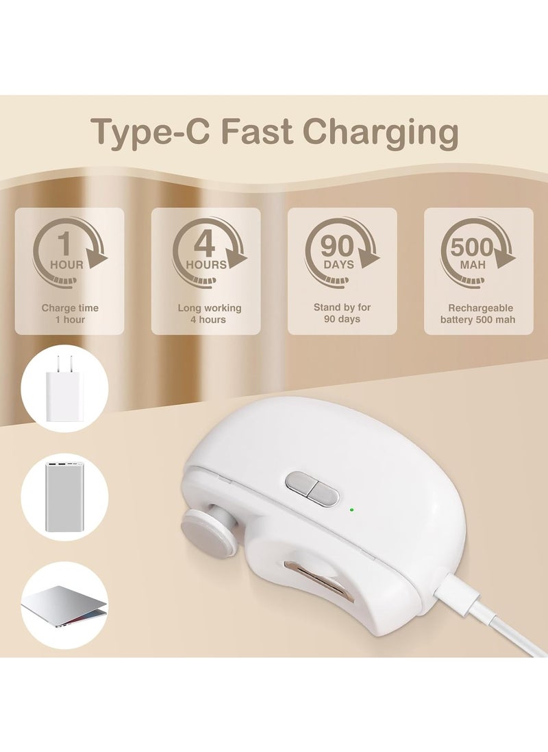 Youque - 2 in 1 Rechargeable Electric Portable Fingernail Cutter/Nail Clipper for Baby, Kids, Adults, Seniors White - Image 1