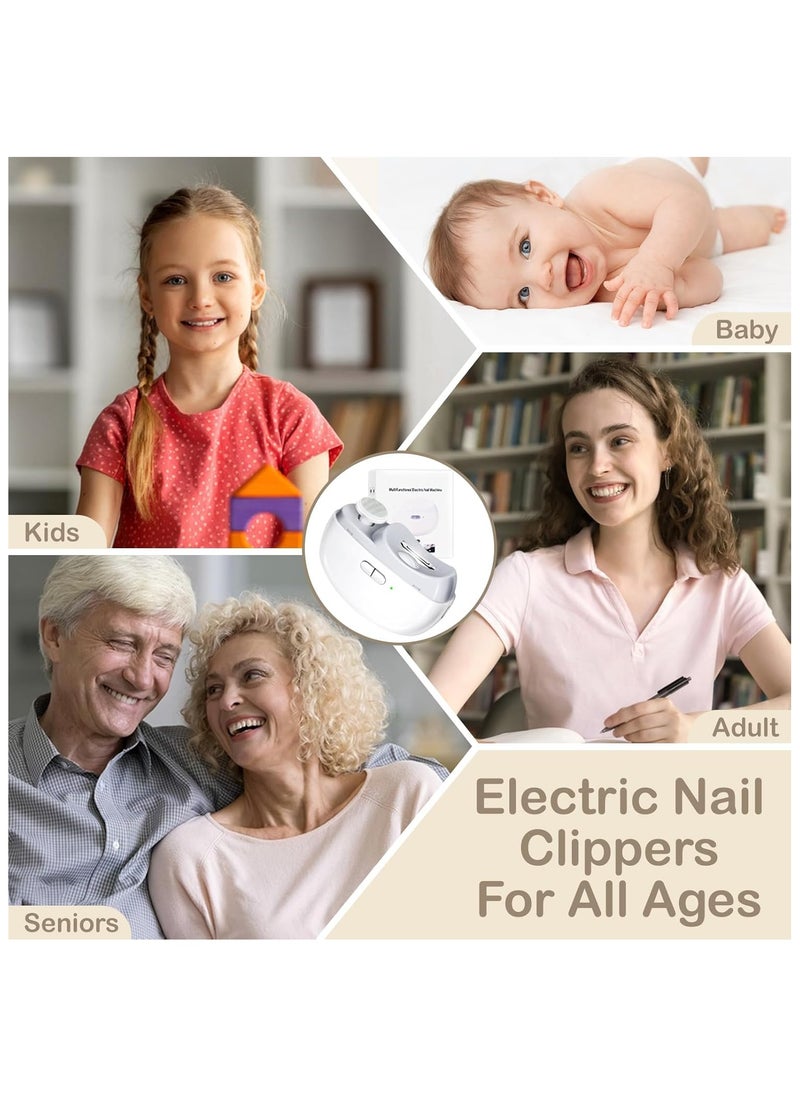 Youque - 2 in 1 Rechargeable Electric Portable Fingernail Cutter/Nail Clipper for Baby, Kids, Adults, Seniors White - Image 1