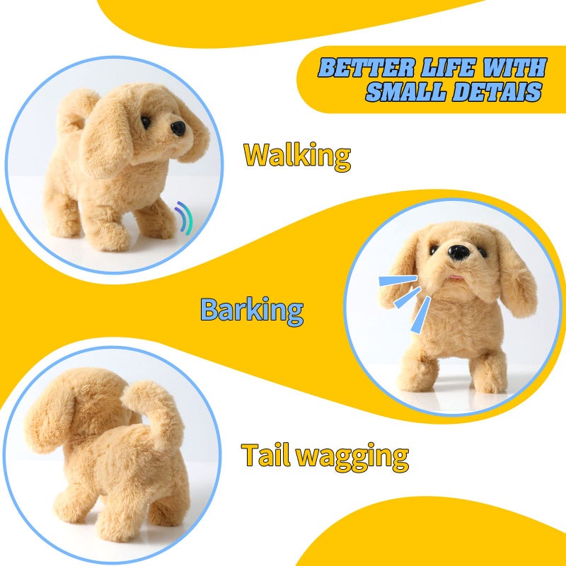 KSABVAIA Plush Golden Retriever Toy Puppy Electronic Interactive Dog - Walking, Barking, Tail Wagging, Stretching Companion Animal for Kids Toddlers - Image 2