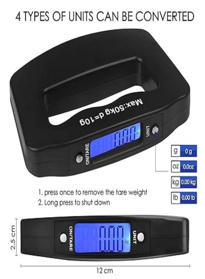 Mabron Inspira Digital Hanging Postal Luggage Scale with Temperature Sensor Rubber Paint Technology White Backlight LCD Display 110LB / 50KG - Image 4