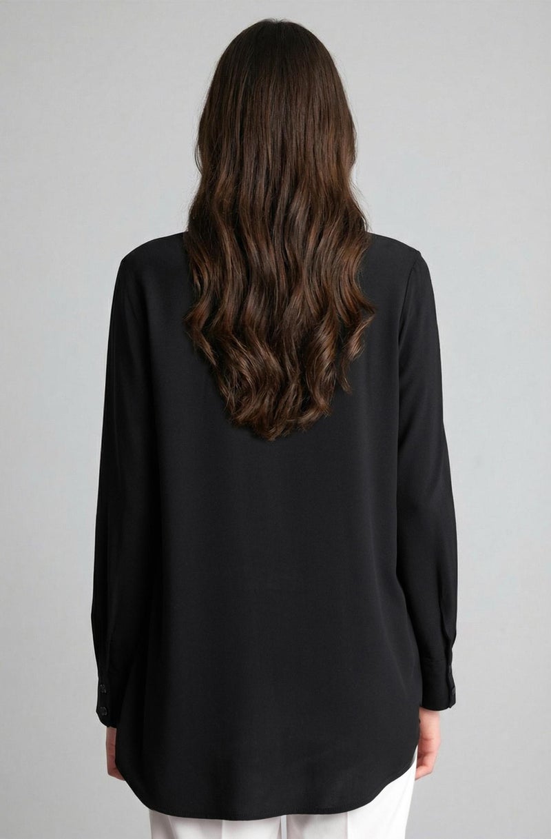 DeFacto Black Woman Regular Fit Shirt Collar Long Sleeve Tunic Casual - Image 5