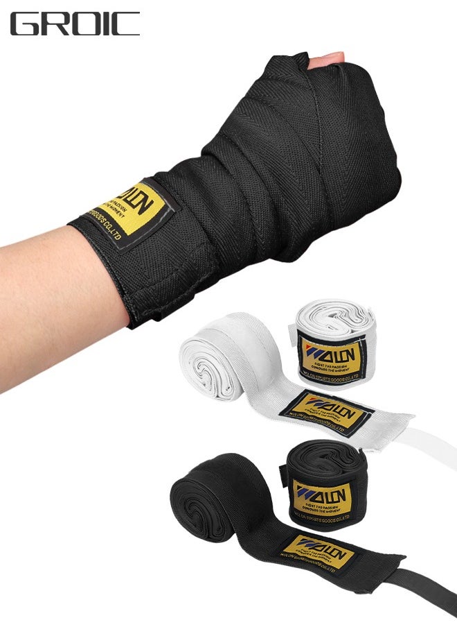 GROIC 2 Pairs Professional Boxing Hand Wraps with Thumb Loop for Boxing，138 Inch 3.5 M Thumb Loop Bandages Wrist Wrap Protection for Muay Thai MMA Kickboxing Martial Arts Punching Bag Training  - Image 1