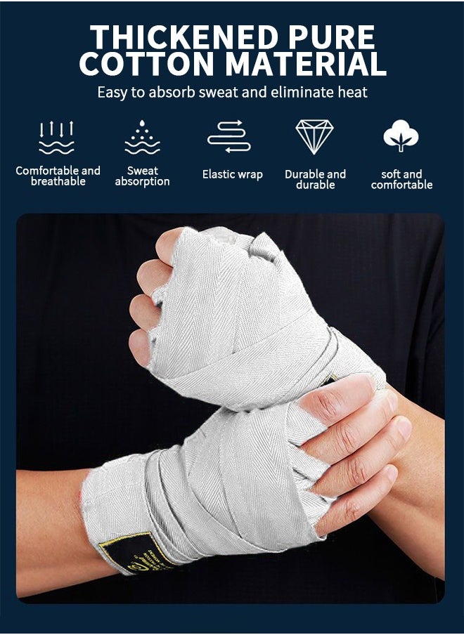 GROIC 2 Pairs Professional Boxing Hand Wraps with Thumb Loop for Boxing，138 Inch 3.5 M Thumb Loop Bandages Wrist Wrap Protection for Muay Thai MMA Kickboxing Martial Arts Punching Bag Training  - Image 4