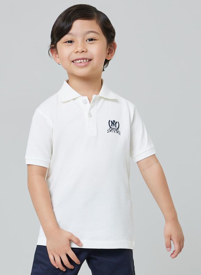 Styli Boys Off White Regular Fit Cotton Polo T-Shirt - Image 1