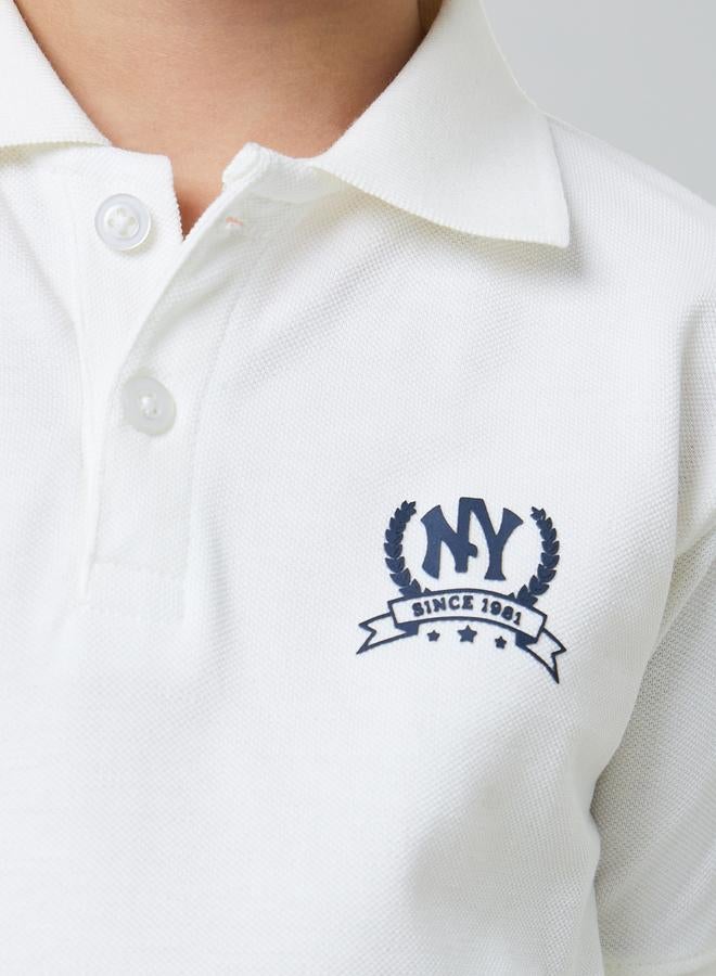 Styli Boys Off White Regular Fit Cotton Polo T-Shirt - Image 4