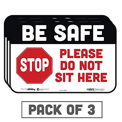 tabbies BeSafe Messaging "Be Safe, Please Do Not Sit Here", 3-Pack 9"x6", Repositionable Kids Education Safety Signs, Perfect for Social Distancing, School Bus, Cafeteria, Chairs (29532) - Image 2