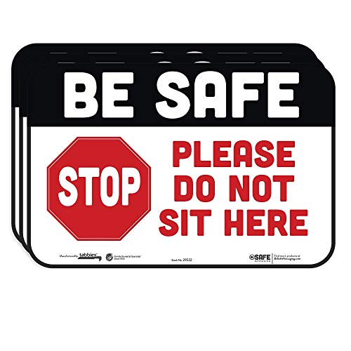 tabbies BeSafe Messaging "Be Safe, Please Do Not Sit Here", 3-Pack 9"x6", Repositionable Kids Education Safety Signs, Perfect for Social Distancing, School Bus, Cafeteria, Chairs (29532) - Image 1