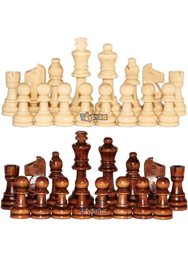 Toyshine - Toyshine Wooden Chess Pieces, Tournament Wood Chessmen Pieces Only, (7 Cm King Figures) Chess Game Pawns Figurine Pieces, Color May Vary (Sstp), Big Kid - Image 1