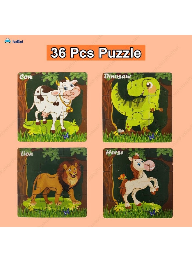 FunBlast Jigsaw Puzzle for Kids - Wooden Paperless Animal Jigsaw Puzzles for Kids/Jigsaw Floor Games for Kids - 36 Pieces (Multicolor) - Image 4