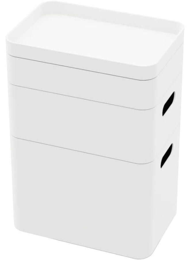 Marcolo Plastic Storage Case with Lid Multi-Purpose Stackable Organizer for Home, Office, Kitchen, or Bathroom (22 x 15 x 18.8 CM) - Image 3