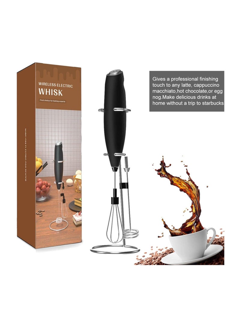Powerful Milk Frother & Egg Beater - Powerful Electric Handheld Frother & Whisk for Coffee, Lattes, Cappuccino, Hot Chocolate & Coffee Creamer - Ultra Fast Foam Maker & Drink Mixer (Black) - Image 1