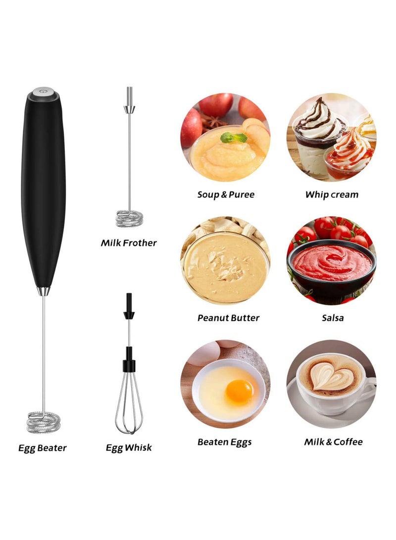 Powerful Milk Frother & Egg Beater - Powerful Electric Handheld Frother & Whisk for Coffee, Lattes, Cappuccino, Hot Chocolate & Coffee Creamer - Ultra Fast Foam Maker & Drink Mixer (Black) - Image 2