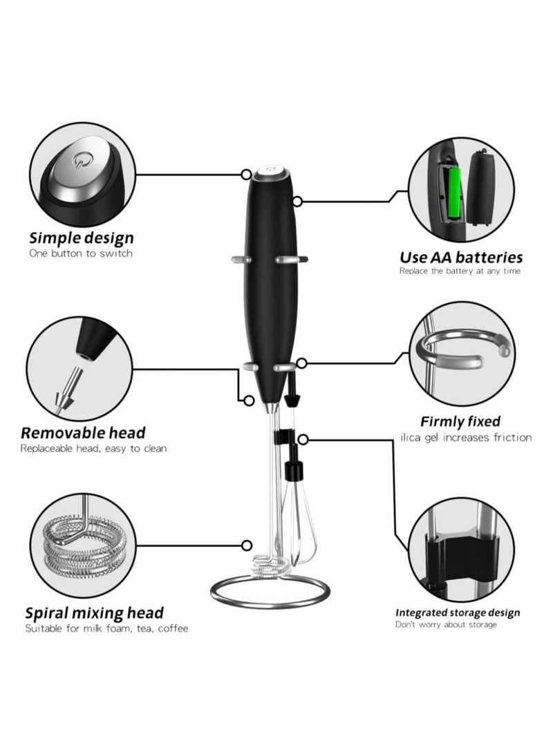 Powerful Milk Frother & Egg Beater - Powerful Electric Handheld Frother & Whisk for Coffee, Lattes, Cappuccino, Hot Chocolate & Coffee Creamer - Ultra Fast Foam Maker & Drink Mixer (Black) - Image 3