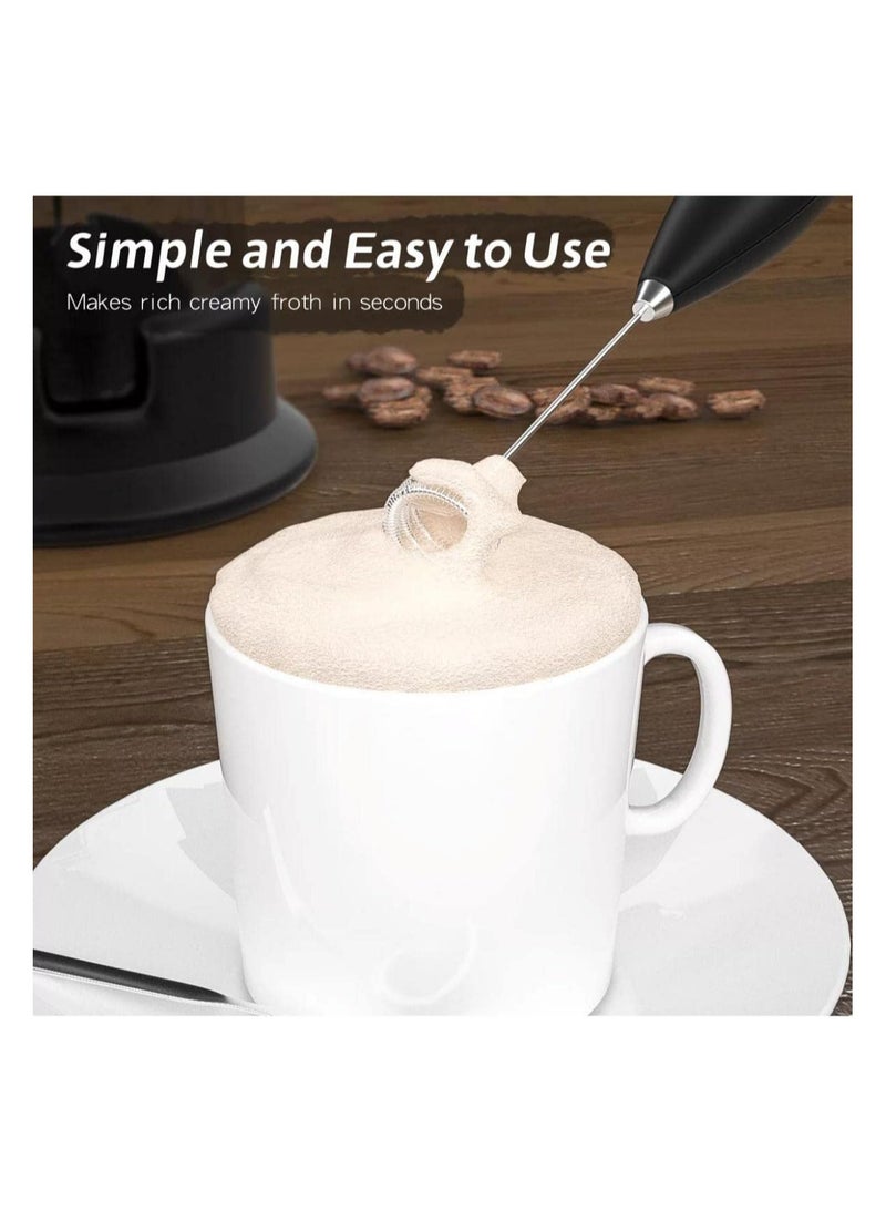 Powerful Milk Frother & Egg Beater - Powerful Electric Handheld Frother & Whisk for Coffee, Lattes, Cappuccino, Hot Chocolate & Coffee Creamer - Ultra Fast Foam Maker & Drink Mixer (Black) - Image 4