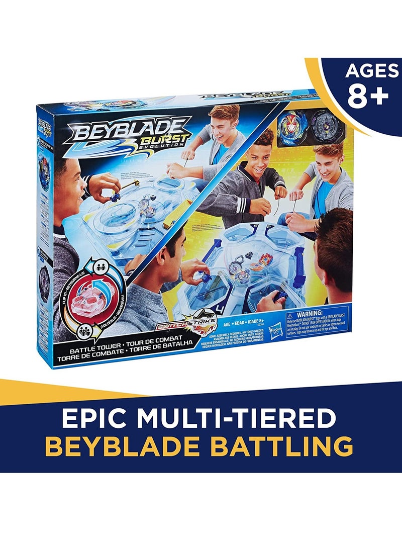 BeyBlade - Beyblade Burst Evolution SwitchStrike Battle Tower Battle Arena by Hasbro Includes Strike Valtryek & Noctemis Beyblades with 2 Different Colours Moreover 2 Launchers - Image 1