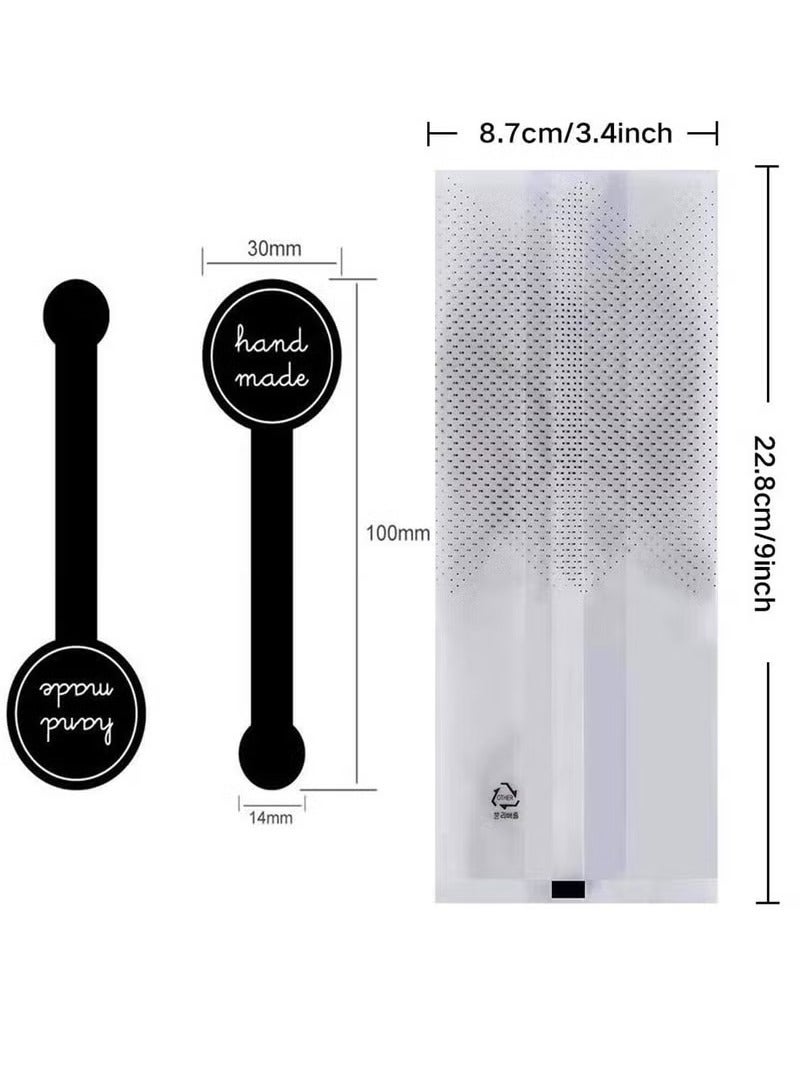 100 Pieces Bread Packaging Bags, Translucent Plastic Bags, Cellophane, Pastry Treat Bags, Gift Bags for Candies Cookies Chocolate with Stickers - Image 2