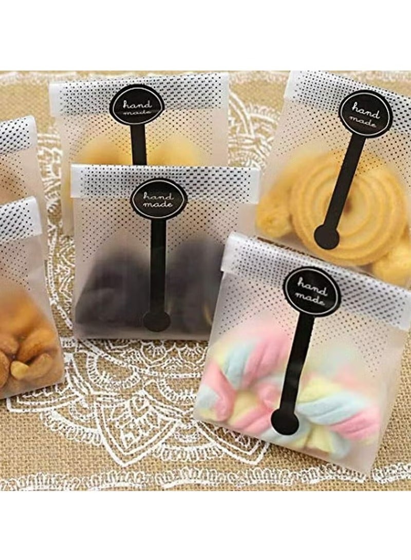 100 Pieces Bread Packaging Bags, Translucent Plastic Bags, Cellophane, Pastry Treat Bags, Gift Bags for Candies Cookies Chocolate with Stickers - Image 3