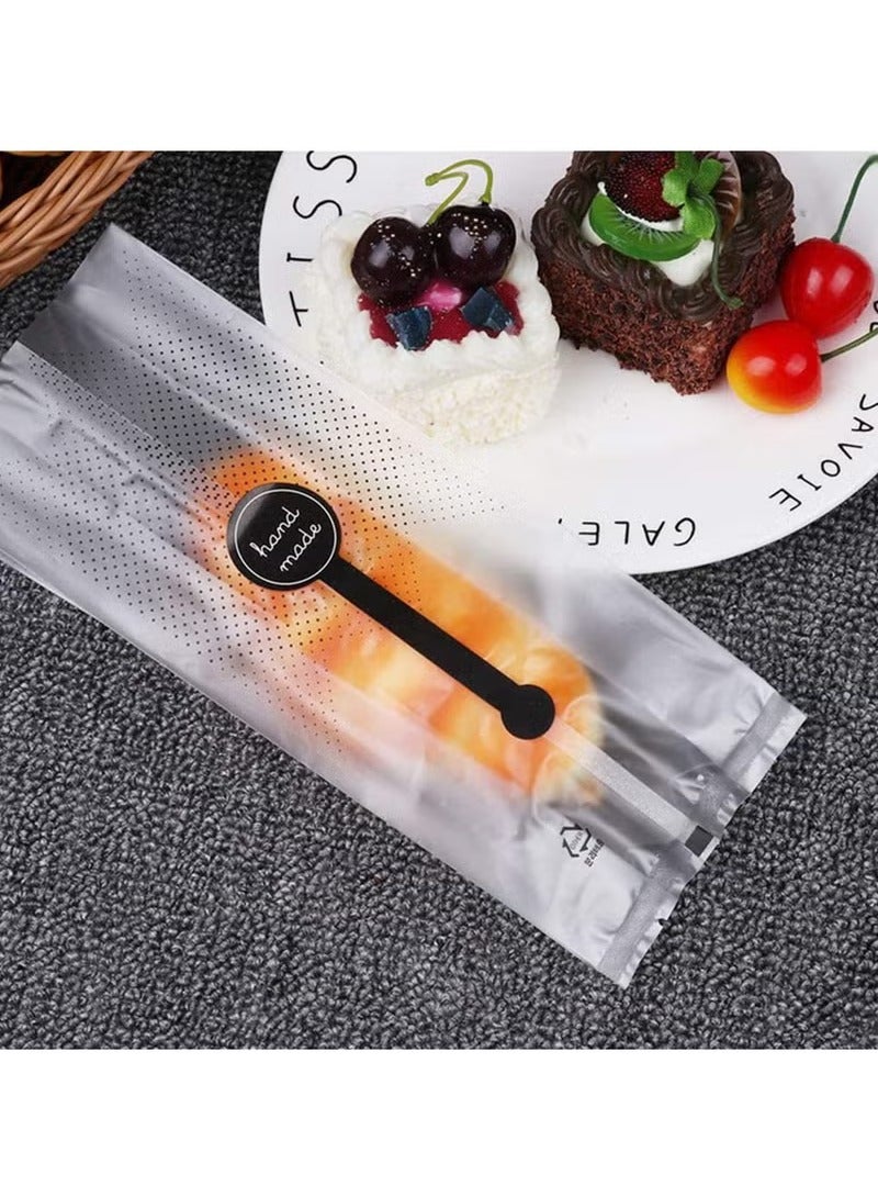 100 Pieces Bread Packaging Bags, Translucent Plastic Bags, Cellophane, Pastry Treat Bags, Gift Bags for Candies Cookies Chocolate with Stickers - Image 5