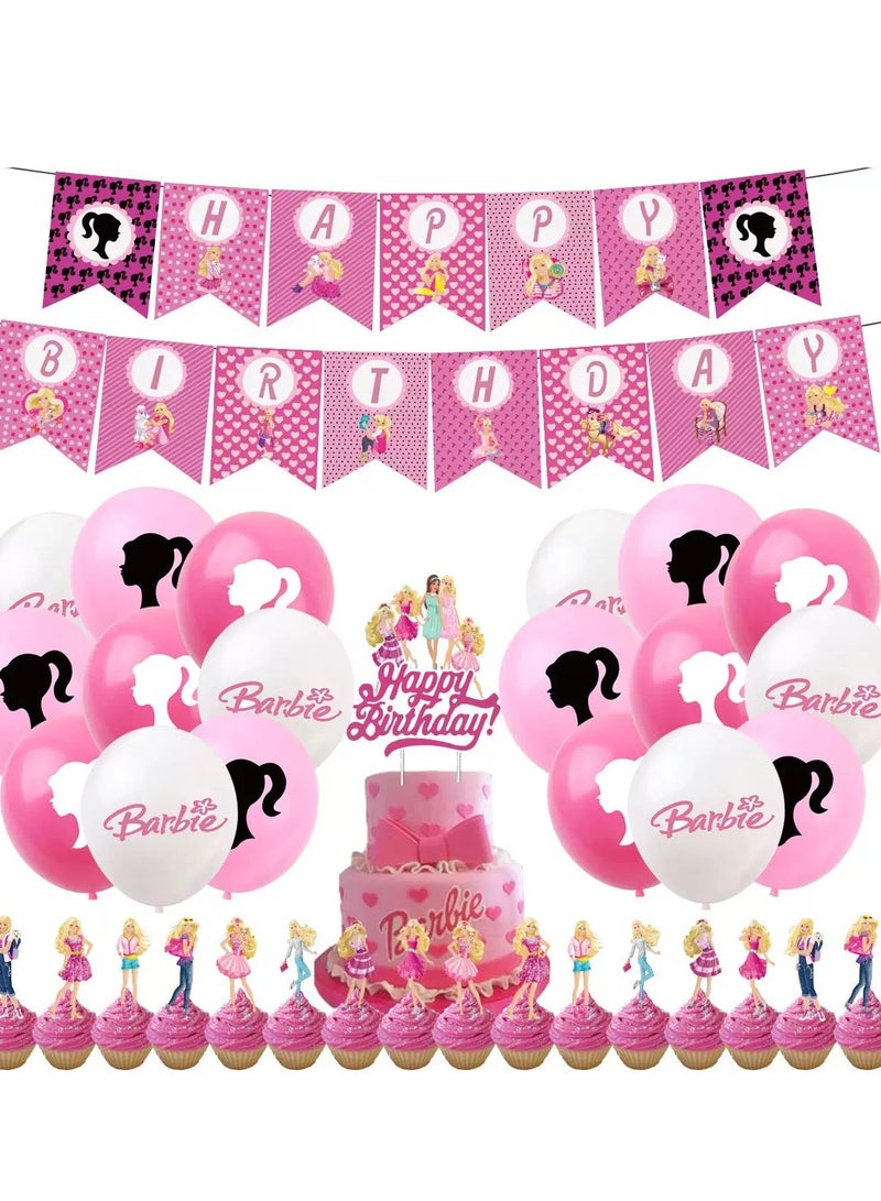 48 Pieces Barbie Theme Birthday Decorations for Children's Birthday Supplies - Image 1