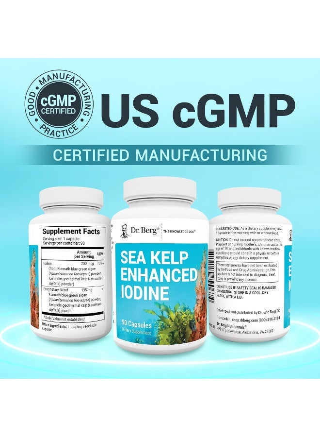 Dr. Berg Nutritional Sea Kelp Enhanced Pure Healthy Thyroid Support Natural Antioxidants And Iodine Supplement Bluegreen Algae And Red Algae 90 Capsules - Image 3
