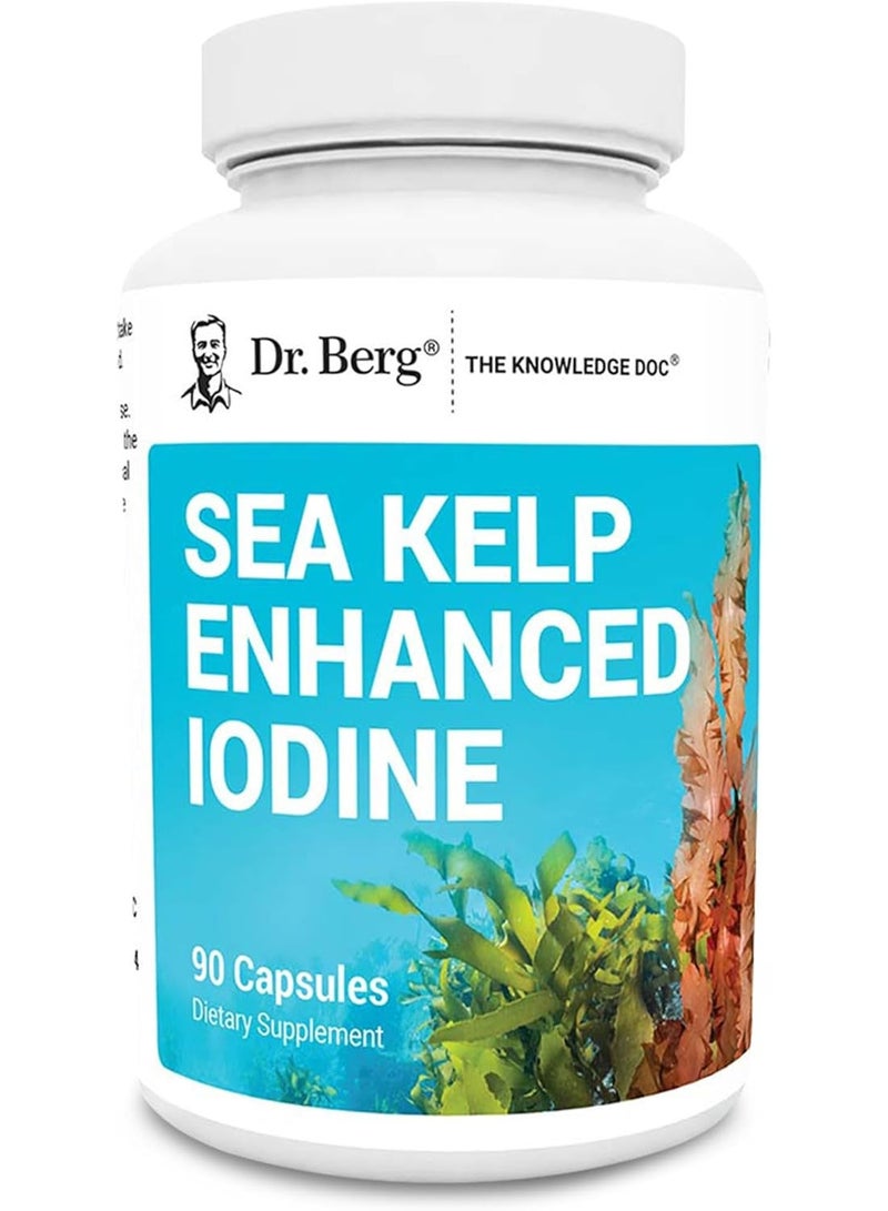 Dr. Berg Nutritional Sea Kelp Enhanced Pure Healthy Thyroid Support Natural Antioxidants And Iodine Supplement Bluegreen Algae And Red Algae 90 Capsules - Image 1