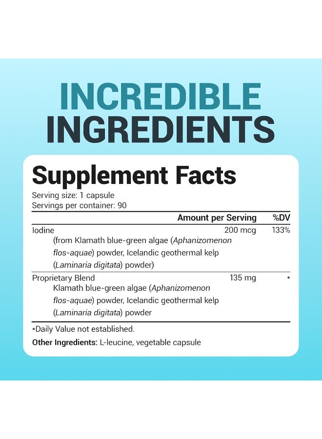 Dr. Berg Nutritional Sea Kelp Enhanced Pure Healthy Thyroid Support Natural Antioxidants And Iodine Supplement Bluegreen Algae And Red Algae 90 Capsules - Image 4