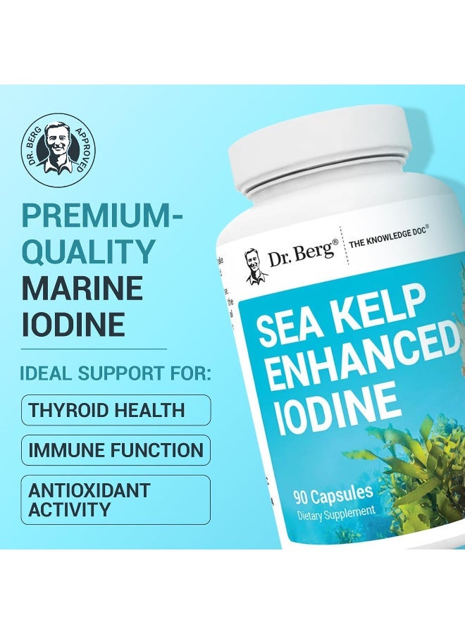 Dr. Berg Nutritional Sea Kelp Enhanced Pure Healthy Thyroid Support Natural Antioxidants And Iodine Supplement Bluegreen Algae And Red Algae 90 Capsules - Image 2