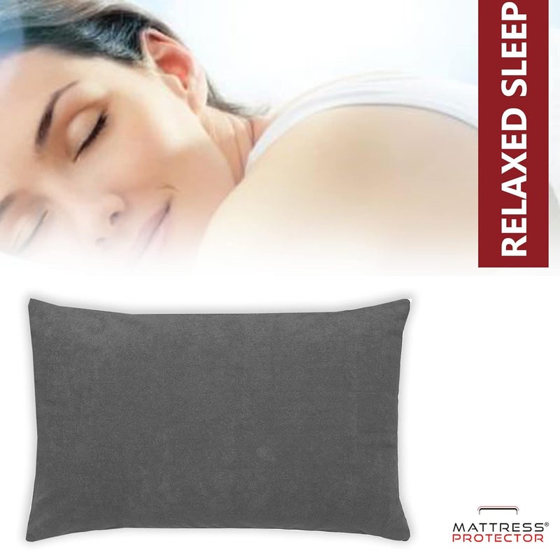 Mattress Protector Cotton Terry Pillow Protector Bedding Pillowcase for Protection Bed Bug and Dust Mite Resistant Pillow Cover Standard Size 18 X 28 Inch Grey Set of 4 - Image 5