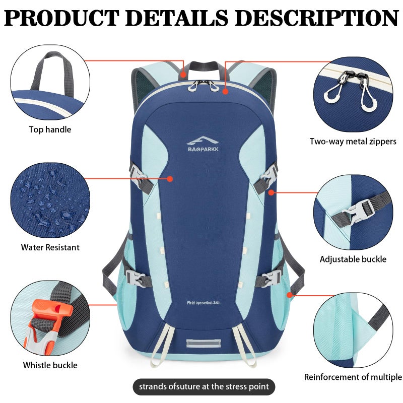 BAGPARKK Hiking Backpack,Large 35L Travel Backpacks for Men Women,Water Resistant Ultra Lightweight Foldable Packable Camping Daypack for Outdoor Sports - Image 5