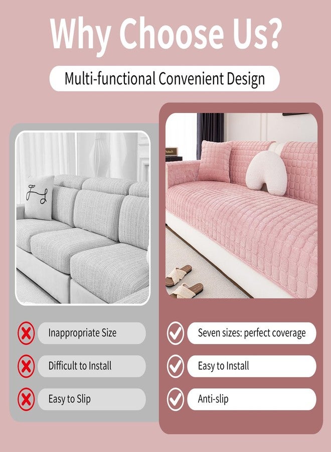 MDSASFD غطاء أريكة مخملي من MDSASFD، غطاء أريكة قابل للغسل، غطاء أريكة مانع للانزلاق لأريكة بثلاث وسائد، أريكة على شكل حرف L مع مسند ذراع ومسند ظهر، أغطية حماية للأثاث للحيوانات الأليفة والأطفال (قطعة واحدة، وردي، 28 بوصة × 28 بوصة). - Image 4