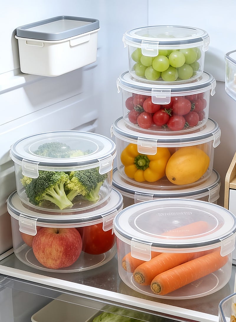 وفوفا 5 قطع من حاويات تخزين الطعام مع أغطية محكمة الإغلاق، مصنوعة من مادة صديقة للبيئة خالية من مادة BPA، تصميم قابل للتدحرج للاستخدام في الثلاجة/المطبخ/المطعم، مجموعة سهلة التنظيف لحفظ الطعام، حافظة الطعام (مستديرة) - Image 4