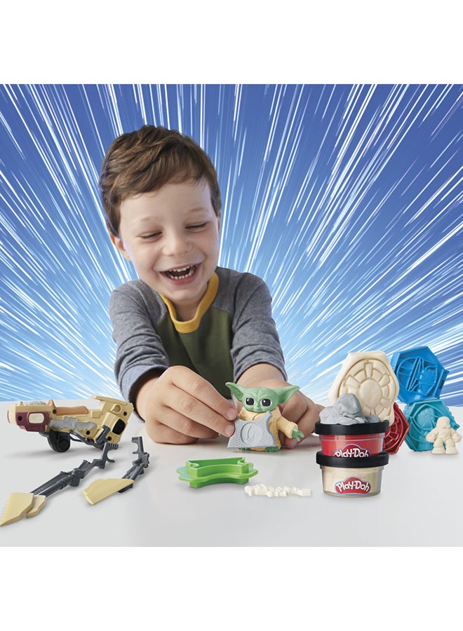 Play-Doh STAR WARS: THE MANDALORIAN Launching Speeder Playset, Bendy Grogu & 4 Inch Mando Action Figures, Imagination Toys for 4 Year Old Boys & Girls & Up - Image 4