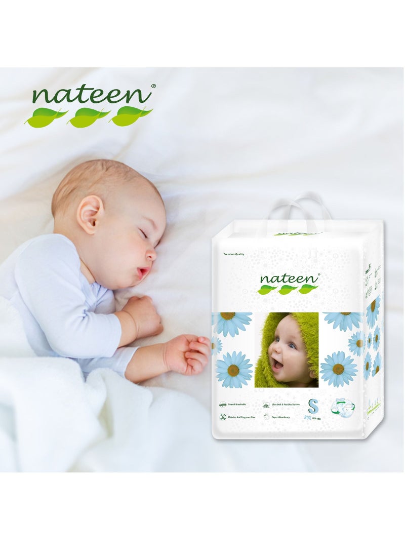 nateen Nateen Premium Care Baby Diapers,Size 2 (3-6kg),Small,80 Count Diapers,Super Absorbent,Breathable Baby Diapers.  - Image 2