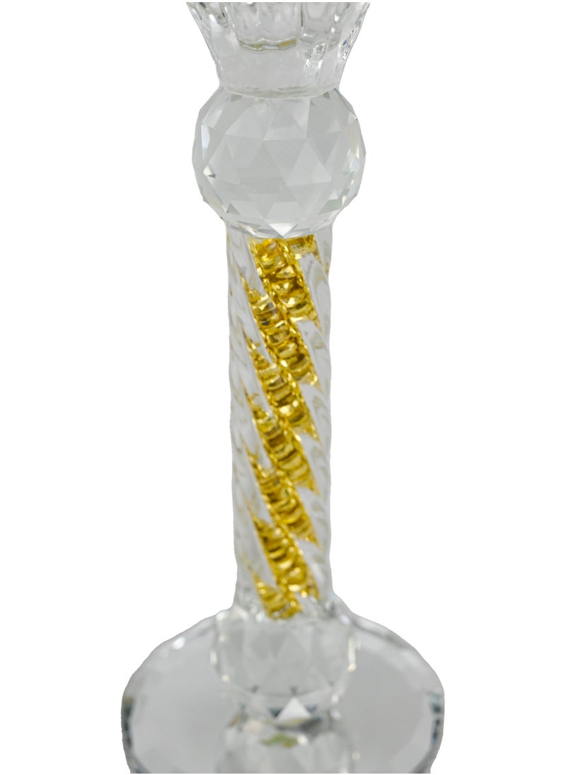 Generic - Golden Crystal Mini Candle Holders – Genuine Candlestick Candle Pillar Holder – Fine Craftsmanship Ultra Elegant and Modern Centerpiece Decor – Crystal Candle Stands for Home Décor – Ideal for Living - Image 1