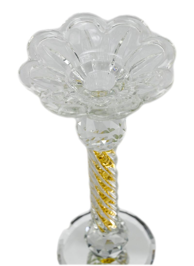 Generic - Golden Crystal Mini Candle Holders – Genuine Candlestick Candle Pillar Holder – Fine Craftsmanship Ultra Elegant and Modern Centerpiece Decor – Crystal Candle Stands for Home Décor – Ideal for Living - Image 1