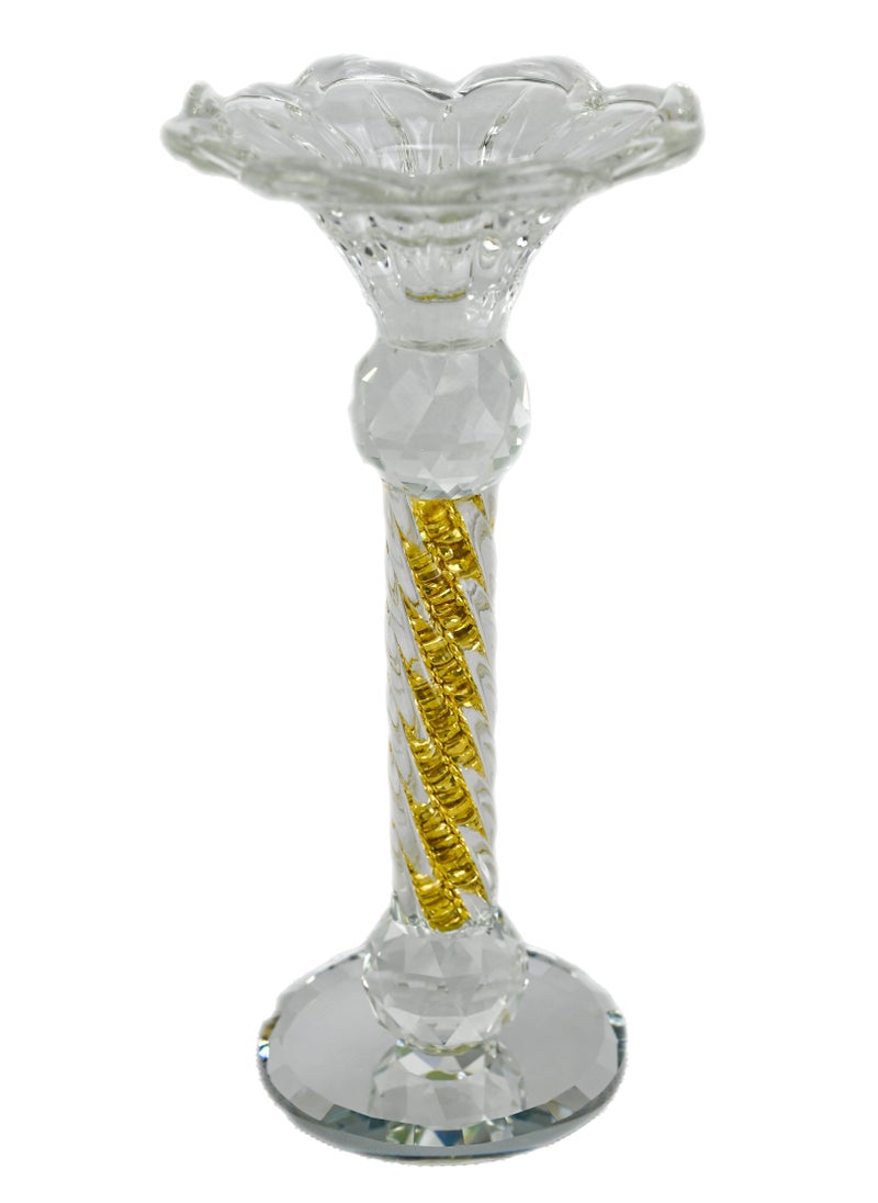 Generic - Golden Crystal Mini Candle Holders – Genuine Candlestick Candle Pillar Holder – Fine Craftsmanship Ultra Elegant and Modern Centerpiece Decor – Crystal Candle Stands for Home Décor – Ideal for Living - Image 1