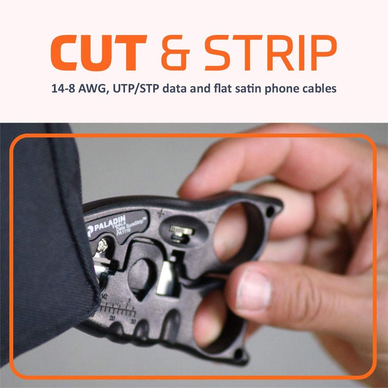 TEMPO Paladin Tools PA1116 Network Cable Cutter and Wire Stripper Tool | POE Ethernet CAT3 CAT5 CAT5E CAT6 (Professional Grade) - Image 3