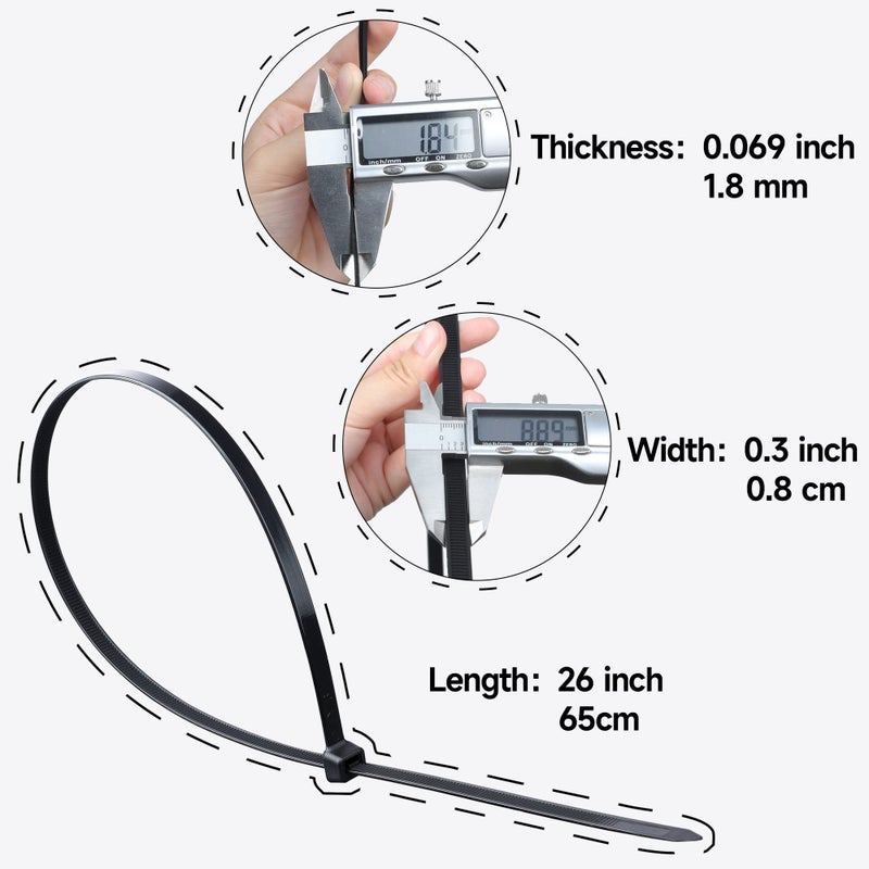 Doter 26 Inches Large Zip Ties Heavy Duty 30 Packs - Max Load 200 Lbs Work Temp 5 ? - 176 ? - Long Durable Adjustable Nylon Wire Ties For Both Indoor And Outdoor - Image 2