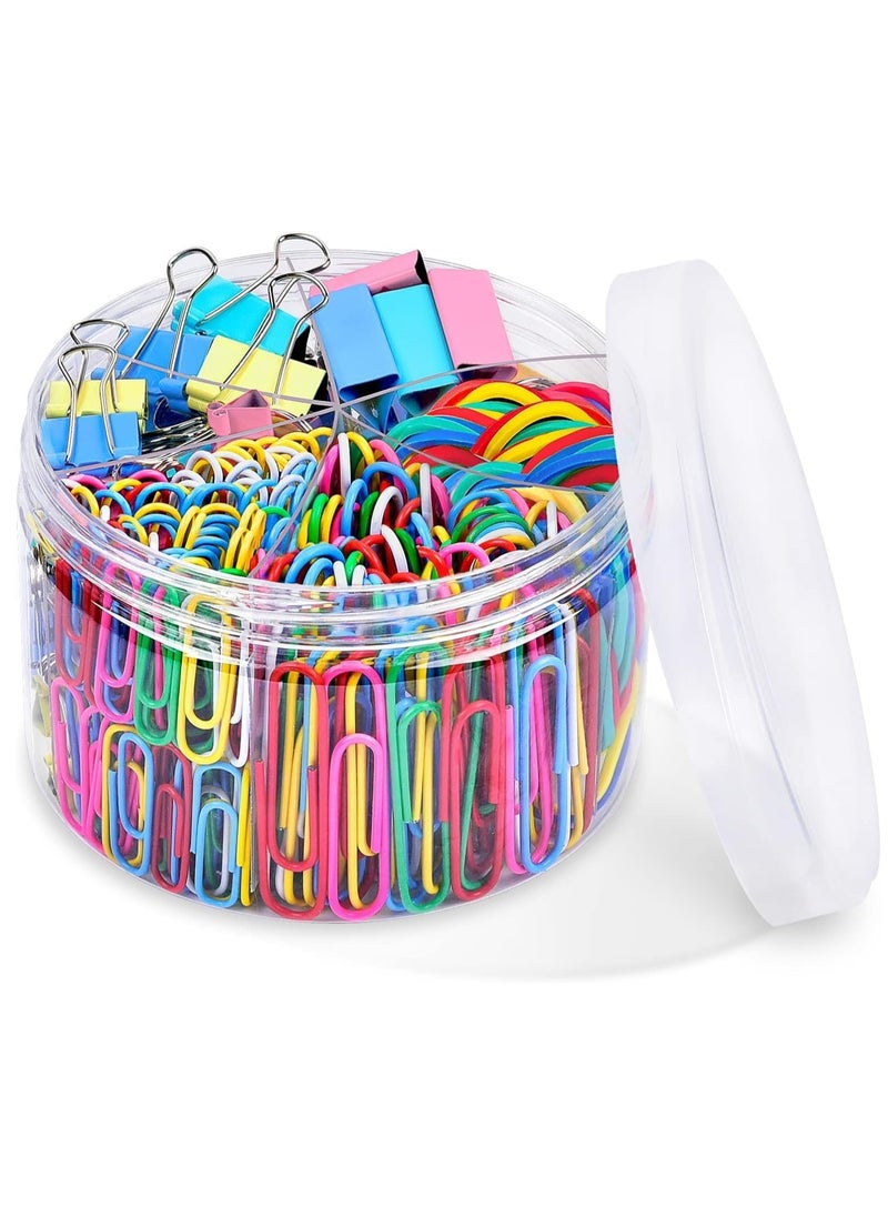 Oasisgalore 240Pcs Colored Office Clips Set, Assorted Sizes Paperclips Paper Clamps Rubber Bands  - Image 4