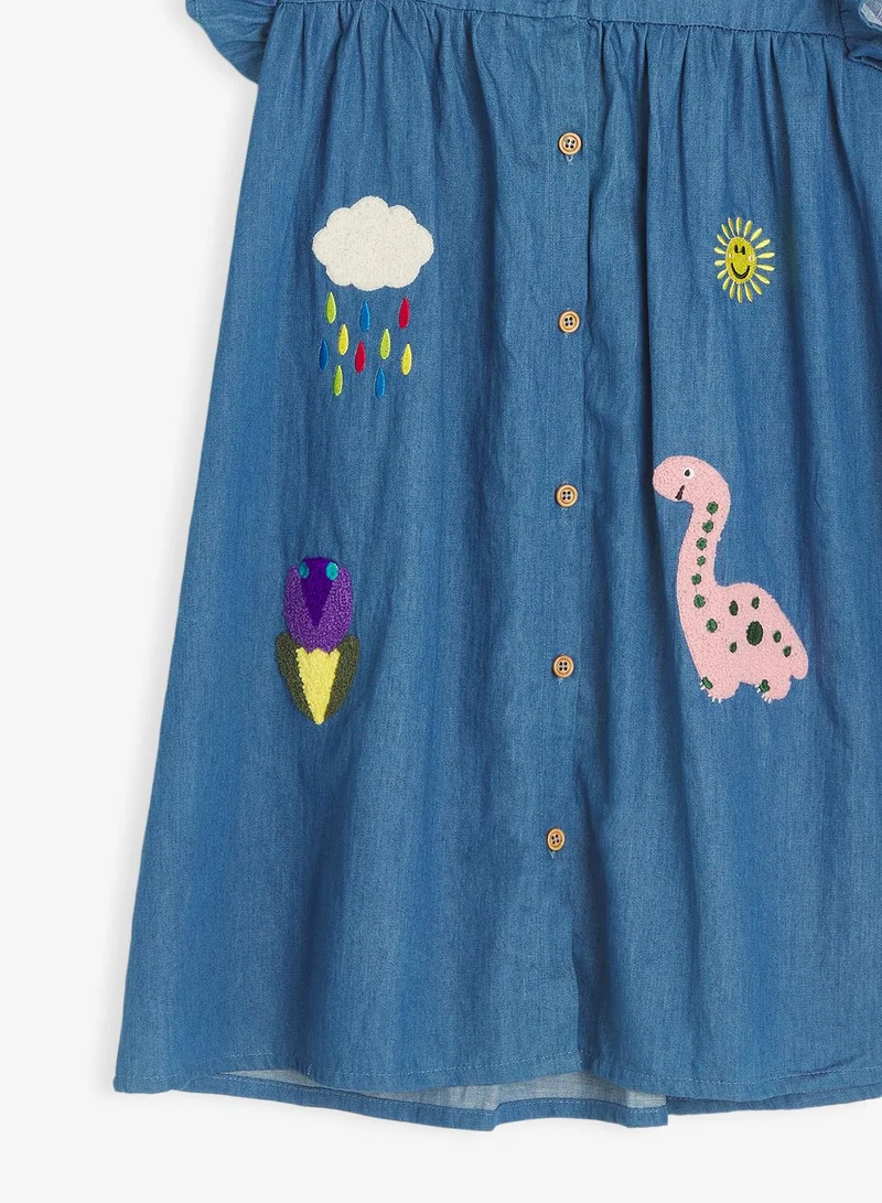 Pinata  Printed Button Through Denim Dress for Women | Best Price UAE