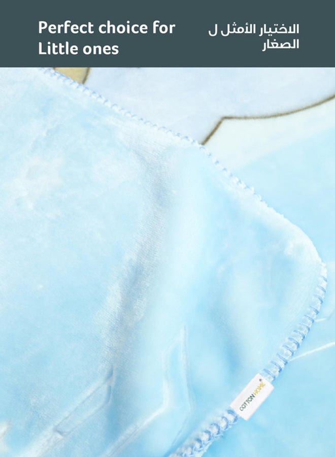 Cotton home Ultra-Soft Bear Baby Blanket Lightweight & Cozy Plush with Embossed Designs, 140x110cm - Blue - Image 2