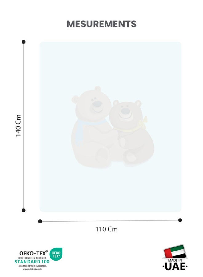 Cotton home Ultra-Soft Bear Baby Blanket Lightweight & Cozy Plush with Embossed Designs, 140x110cm - Blue - Image 4