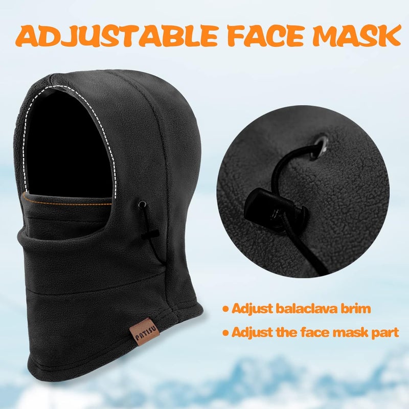 Dymex Kids Balaclava Windproof Ski Mask Hood Face Mask Neck Warmer for Cold Weather - Black - Image 4